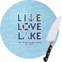 Live Love Lake Round Glass Cutting Board - Medium (Personalized)