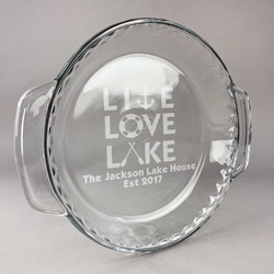 Live Love Lake Glass Pie Dish - 9.5in Round (Personalized)