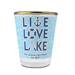 Live Love Lake Glass Shot Glass - 1.5 oz - with Gold Rim - Set of 4 (Personalized)