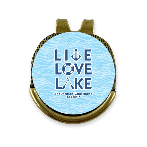 Custom Live Love Lake Golf Ball Marker - Hat Clip - Gold