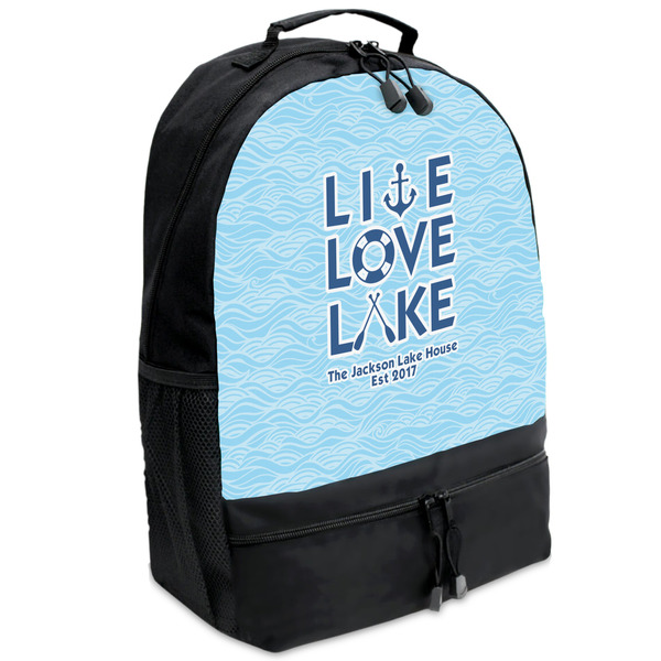 Custom Live Love Lake Backpacks - Black (Personalized)