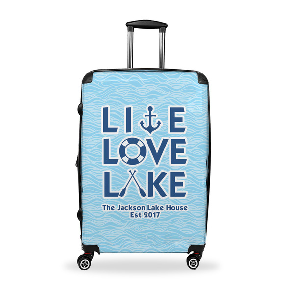 Custom Live Love Lake Suitcase - 28" Large - Checked w/ Name or Text