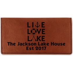 Live Love Lake Leatherette Checkbook Holder - Double Sided (Personalized)