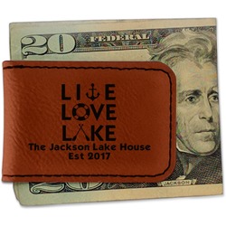 Live Love Lake Leatherette Magnetic Money Clip (Personalized)