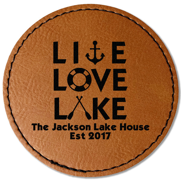 Custom Live Love Lake Faux Leather Iron On Patch - Round (Personalized)