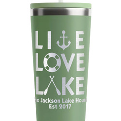 Live Love Lake RTIC Everyday Tumbler with Straw - 28oz - Light Green - Double-Sided (Personalized)