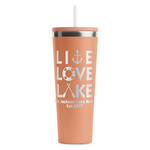 Live Love Lake RTIC Everyday Tumbler with Straw - 28oz - Peach - Single-Sided (Personalized)