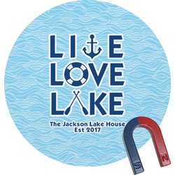 Live Love Lake Round Fridge Magnet (Personalized)