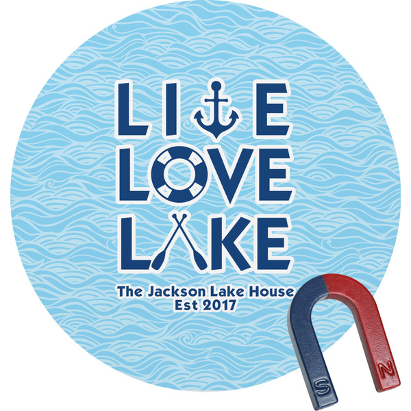 Custom Live Love Lake Round Fridge Magnet (Personalized)