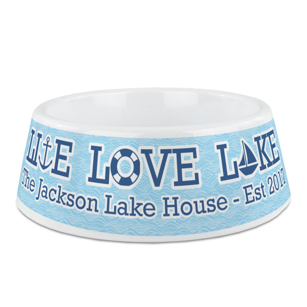 Custom Live Love Lake Plastic Dog Bowl - Medium (Personalized)