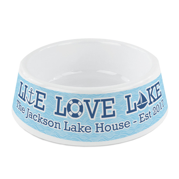 Custom Live Love Lake Plastic Dog Bowl - Small (Personalized)