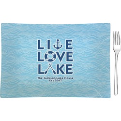 Live Love Lake Rectangular Glass Appetizer / Dessert Plate - Single or Set (Personalized)