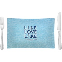 Live Love Lake Rectangular Glass Lunch / Dinner Plate - Single or Set (Personalized)