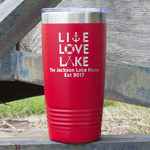 Live Love Lake 20 oz Stainless Steel Tumbler - Red - Double Sided (Personalized)