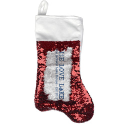 Live Love Lake Reversible Sequin Stocking - Red (Personalized)
