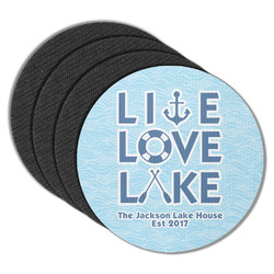 Live Love Lake Round Rubber Backed Coasters - Set of 4 (Personalized)