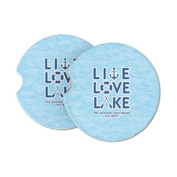Live Love Lake Sandstone Car Coasters - Set of 2 (Personalized)