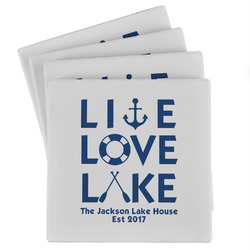 Live Love Lake Absorbent Stone Coasters - Set of 4 (Personalized)
