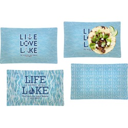 Live Love Lake Set of 4 Glass Rectangular Lunch / Dinner Plate (Personalized)
