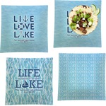 Live Love Lake Set of 4 Glass Square Lunch / Dinner Plate 9.5" (Personalized)