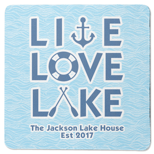 Custom Live Love Lake Square Rubber Backed Coaster (Personalized)