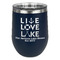 Live Love Lake Stainless Wine Tumblers - Navy - Double Sided - Front