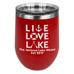 Live Love Lake Stemless Stainless Steel Wine Tumbler - Red - Single Sided (Personalized)