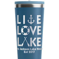 Live Love Lake RTIC Everyday Tumbler with Straw - 28oz - Steel Blue - Double-Sided (Personalized)