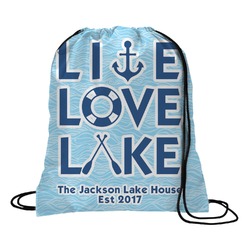 Live Love Lake Drawstring Backpack - Medium (Personalized)