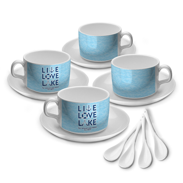 Custom Live Love Lake Tea Cup - Set of 4 (Personalized)