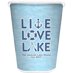 Live Love Lake Waste Basket - Double Sided (White) (Personalized)