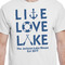 Live Love Lake White Crew T-Shirt on Model - CloseUp