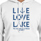 Live Love Lake White Hoodie on Model - CloseUp