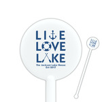 Live Love Lake 5.5" Round Plastic Stir Sticks - White - Double Sided (Personalized)