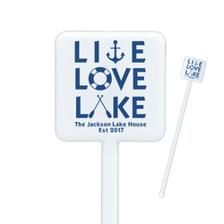 Live Love Lake Square Plastic Stir Sticks (Personalized)