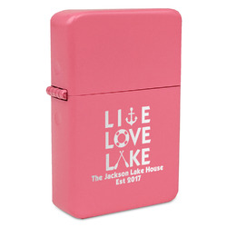 Live Love Lake Windproof Lighter - Pink - Double Sided & Lid Engraved (Personalized)