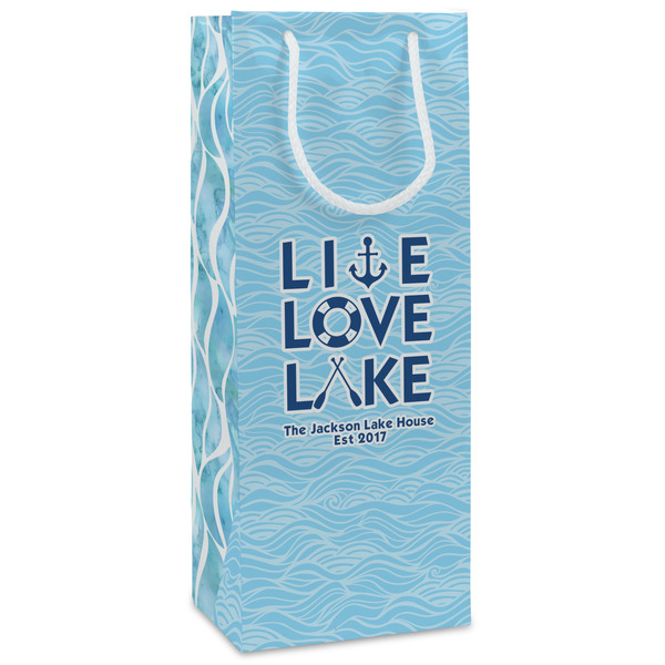 Custom Live Love Lake Wine Gift Bags - Gloss (Personalized)