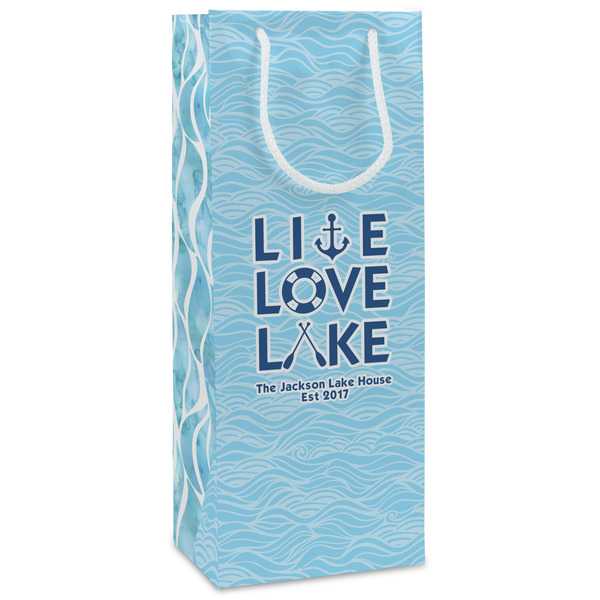 Custom Live Love Lake Wine Gift Bags - Matte (Personalized)