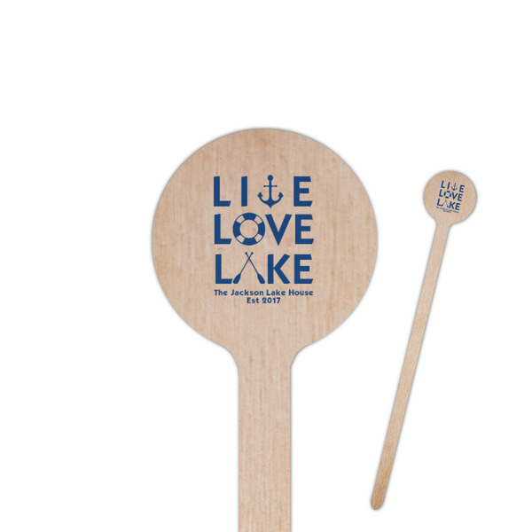 Custom Live Love Lake 7.5" Round Wooden Stir Sticks - Double Sided (Personalized)