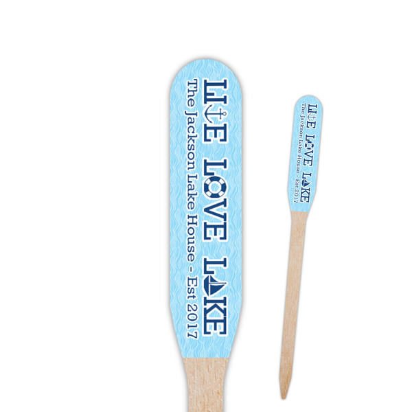 Custom Live Love Lake Paddle Wooden Food Picks - Double Sided (Personalized)