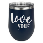 Love Quotes and Sayings Stemless Stainless Steel Wine Tumbler - Navy - Double Sided