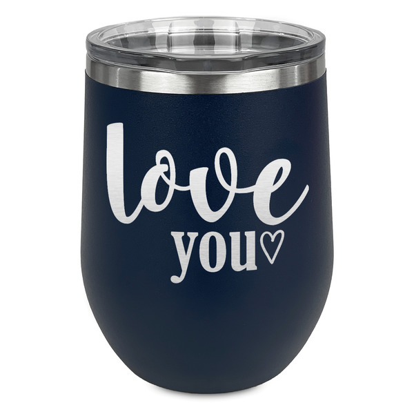 Custom Love Quotes and Sayings Stemless Stainless Steel Wine Tumbler - Navy - Double Sided