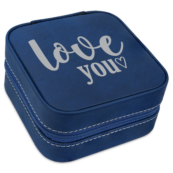 Custom Love Quotes and Sayings Travel Jewelry Box - Navy Blue Leather