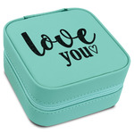 Love Quotes and Sayings Travel Jewelry Box - Teal Leather