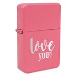 Love Quotes and Sayings Windproof Lighter - Pink - Single Sided & Lid Engraved