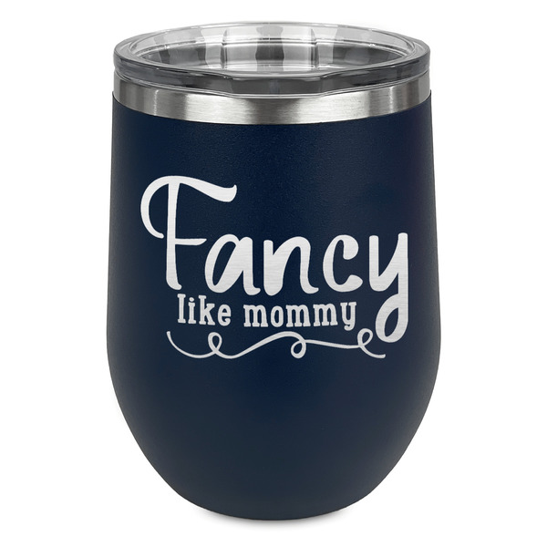 Custom Mom Quotes and Sayings Stemless Stainless Steel Wine Tumbler - Navy - Double Sided