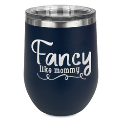 Mom Quotes and Sayings Stemless Stainless Steel Wine Tumbler - Navy - Single Sided