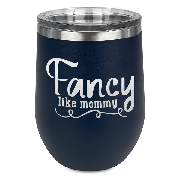 Custom Mom Quotes and Sayings Stemless Stainless Steel Wine Tumbler - Navy - Single Sided