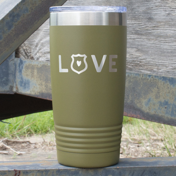 Custom Police Quotes and Sayings 20 oz Stainless Steel Tumbler - Olive - Double Sided