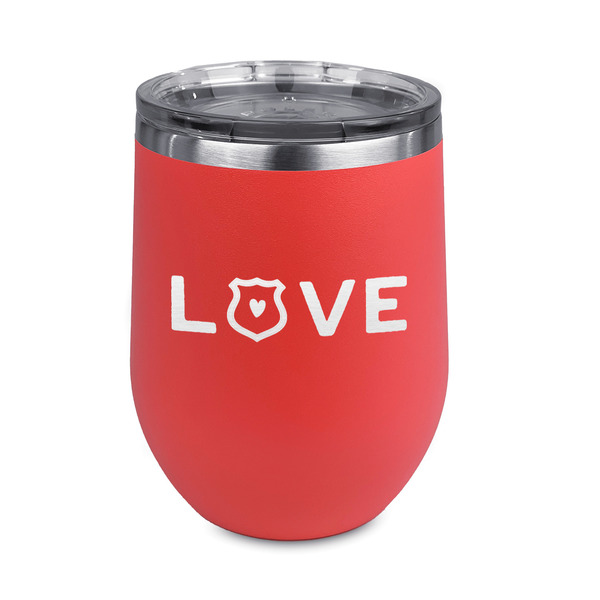 Custom Police Quotes and Sayings Stemless Stainless Steel Wine Tumbler - Coral - Double Sided